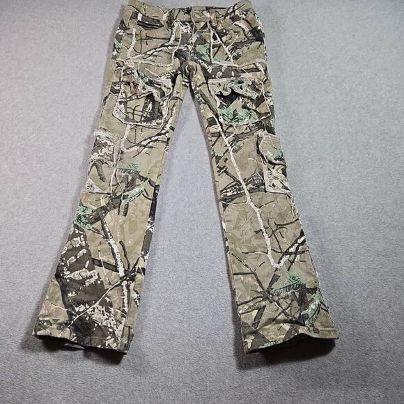 ROCKSTAR Original Shake Tree Camo Distressed Stacked Flare Jean 28x28 - Picture 1 of 11